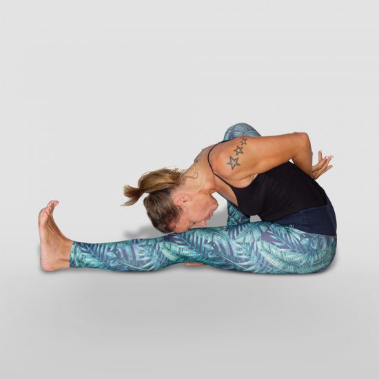 demonstration of Sage Marichi 1, Marichyasana I in sanskrit