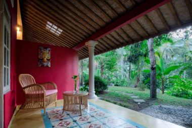 Terrace of the room facing a garden of the retreat