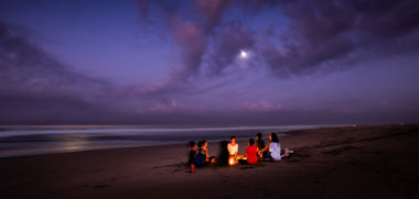 Full moon meditation in on the beach in Bali